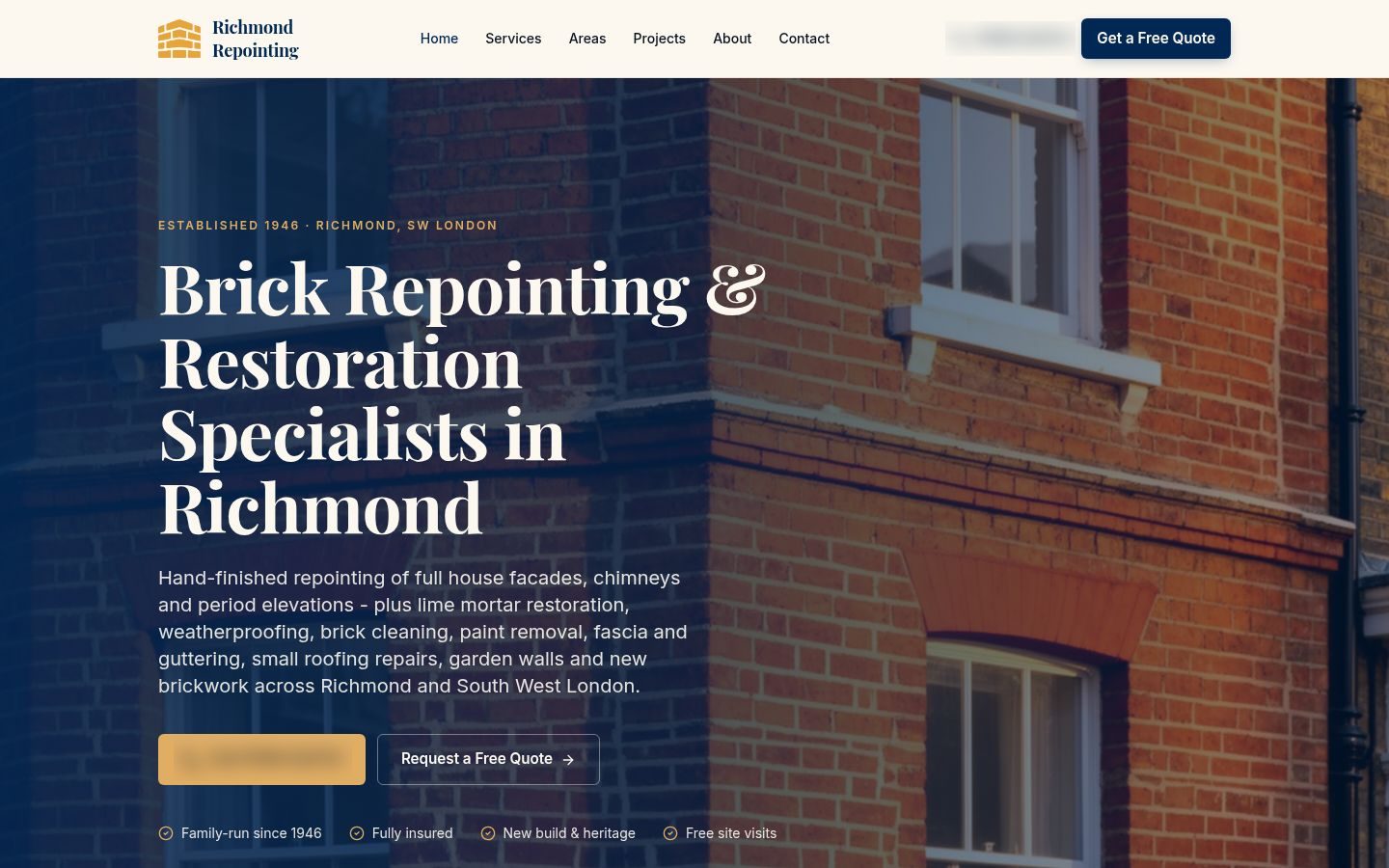 Richmond Repointing website on desktop